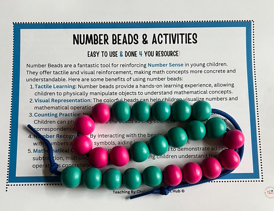 Activity Cards and Beads Number Sense Activity Cards and String Beads